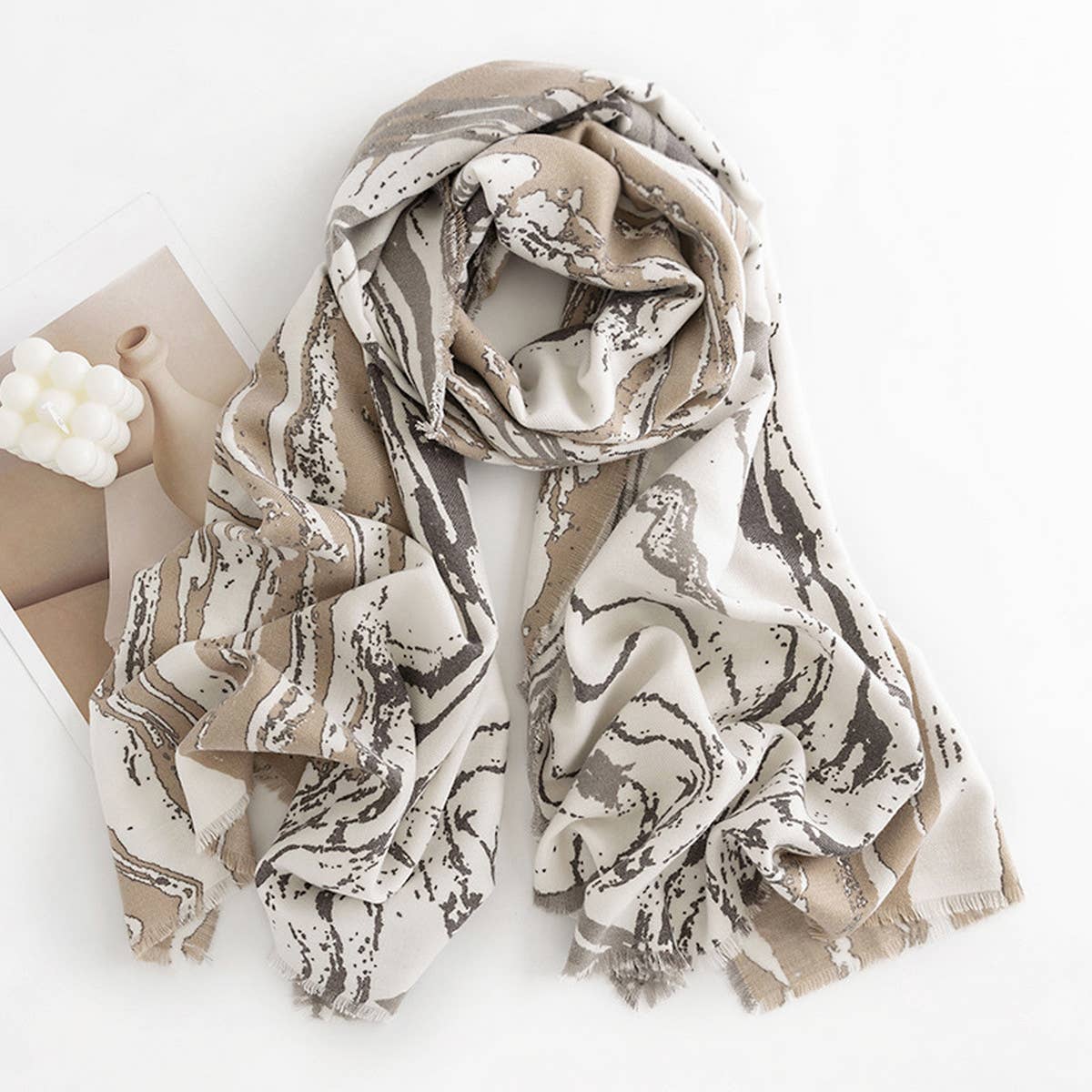 Marble Stripe Scarf ? Soft Winter Wrap