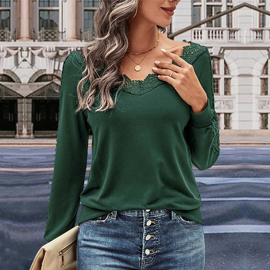 WOMEN'S SOLID COLOR V-NECK HOODIE