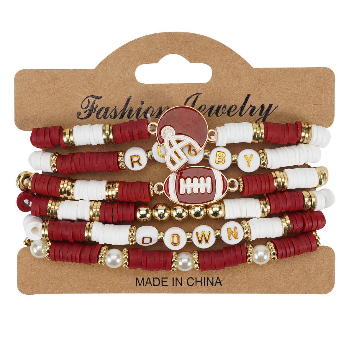 CWMM10455_FOOTBALL GAME DAY BEADED ELASTIC BRACELET