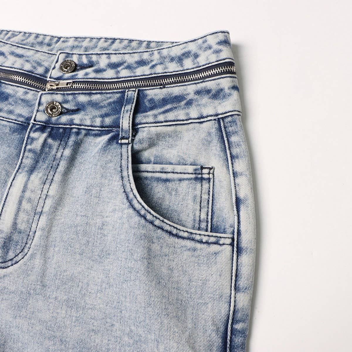 FASHION TRENDY ZIPPER SPLICING MULTI POCKET JEANS_CWJP0195