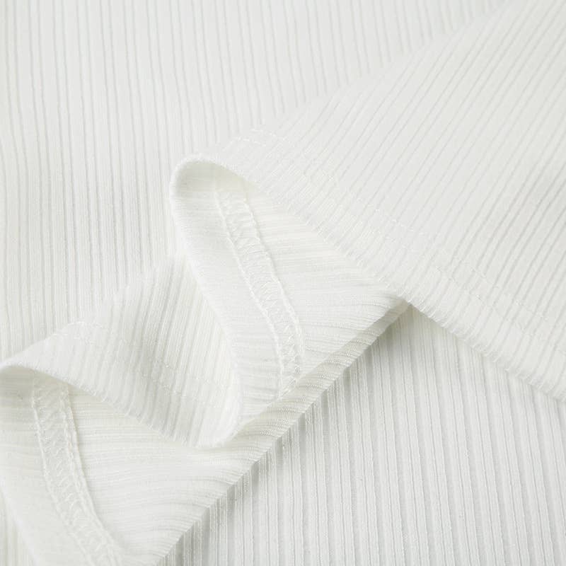 Thread texture casual solid color short T-shirt