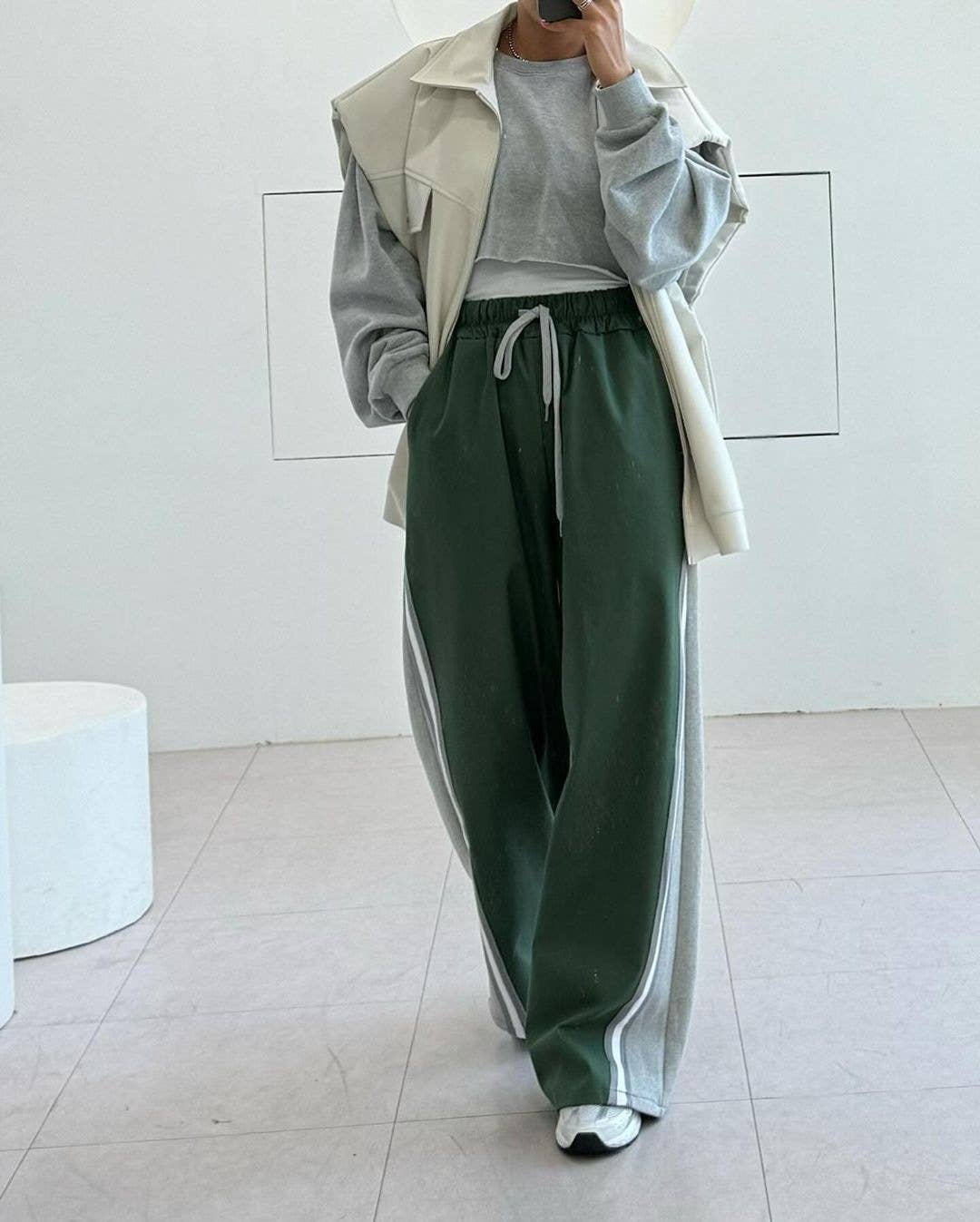 PATCHWORK ELASTIC-WAIST SPORTS SWEATPANTS