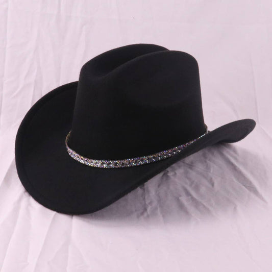 Rhinestone Western Fedora Hat with Wide Brim_CWAH3660