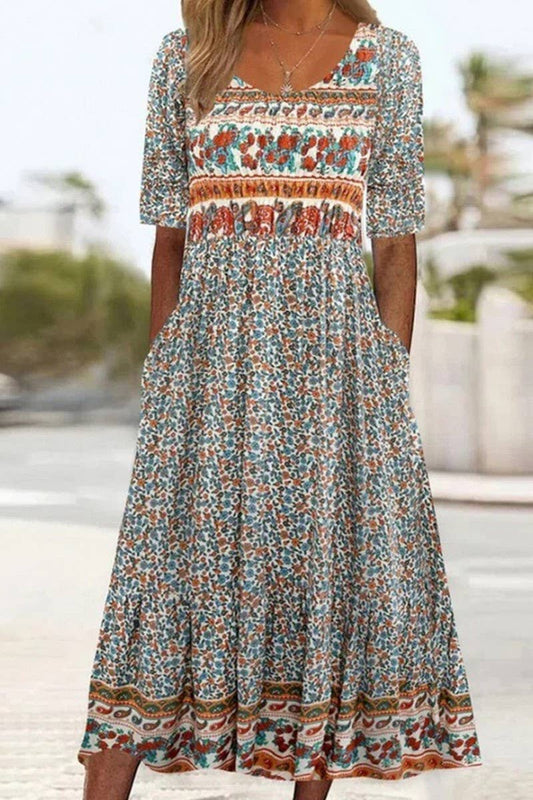 CWDMD5716_SUMMER NEW ROUND NECK SHORT SLEEVE DRESS