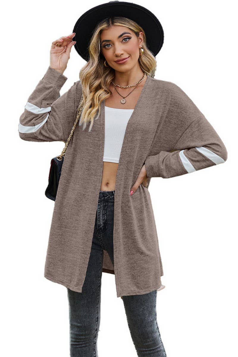 CWOCAL2264_AUTUMN AND WINTER CONTRAST COLOR KNITTED JACKET