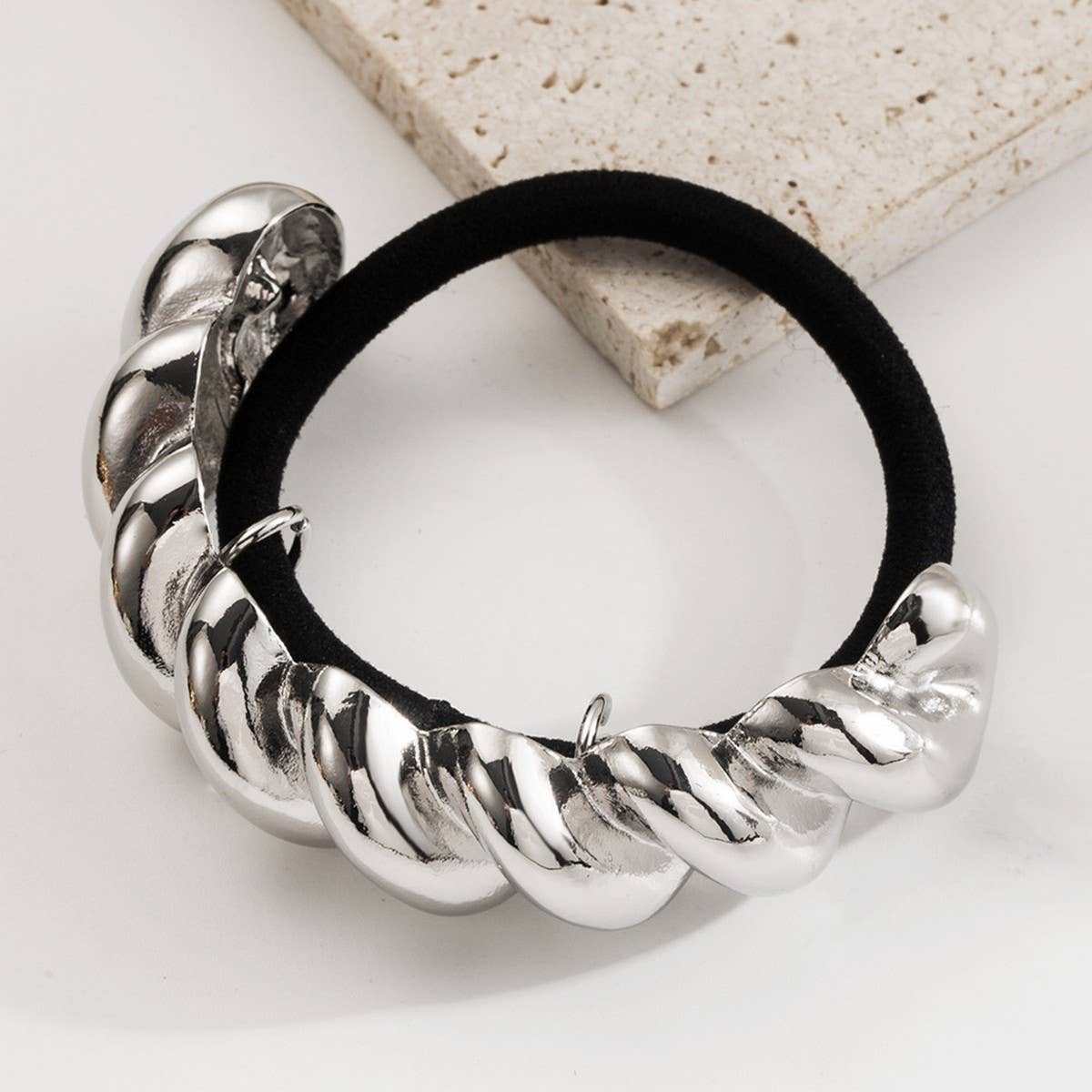 Geometric Metal Twist Elastic Hair Tie Band