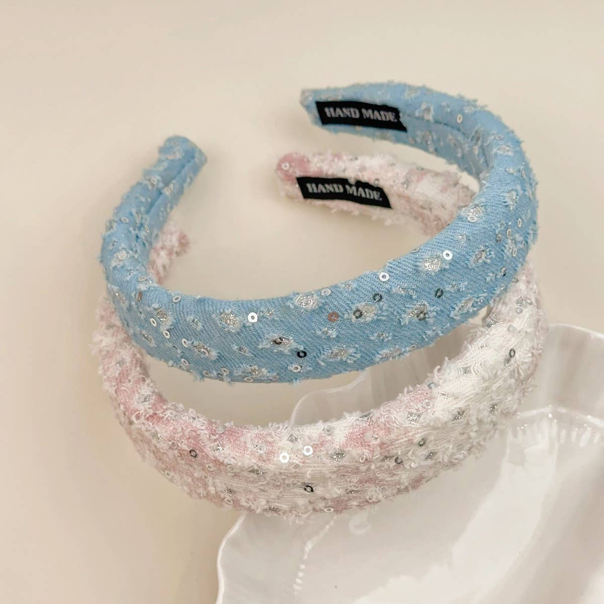 VINTAGE SEQUINED GIRLS DENIM HEADBAND