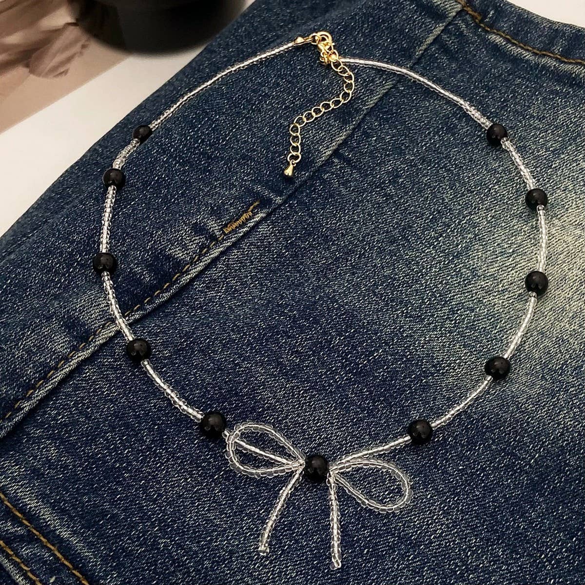 ELEGANT AND FRESH BOW BEADED PEARL NECKLACE