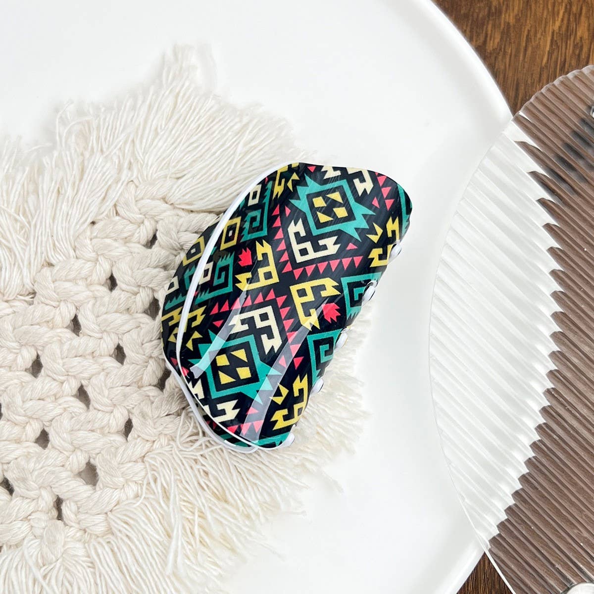 Bohemian Polka Dot Acrylic Hair Claw Unique Design_CWAHA2074