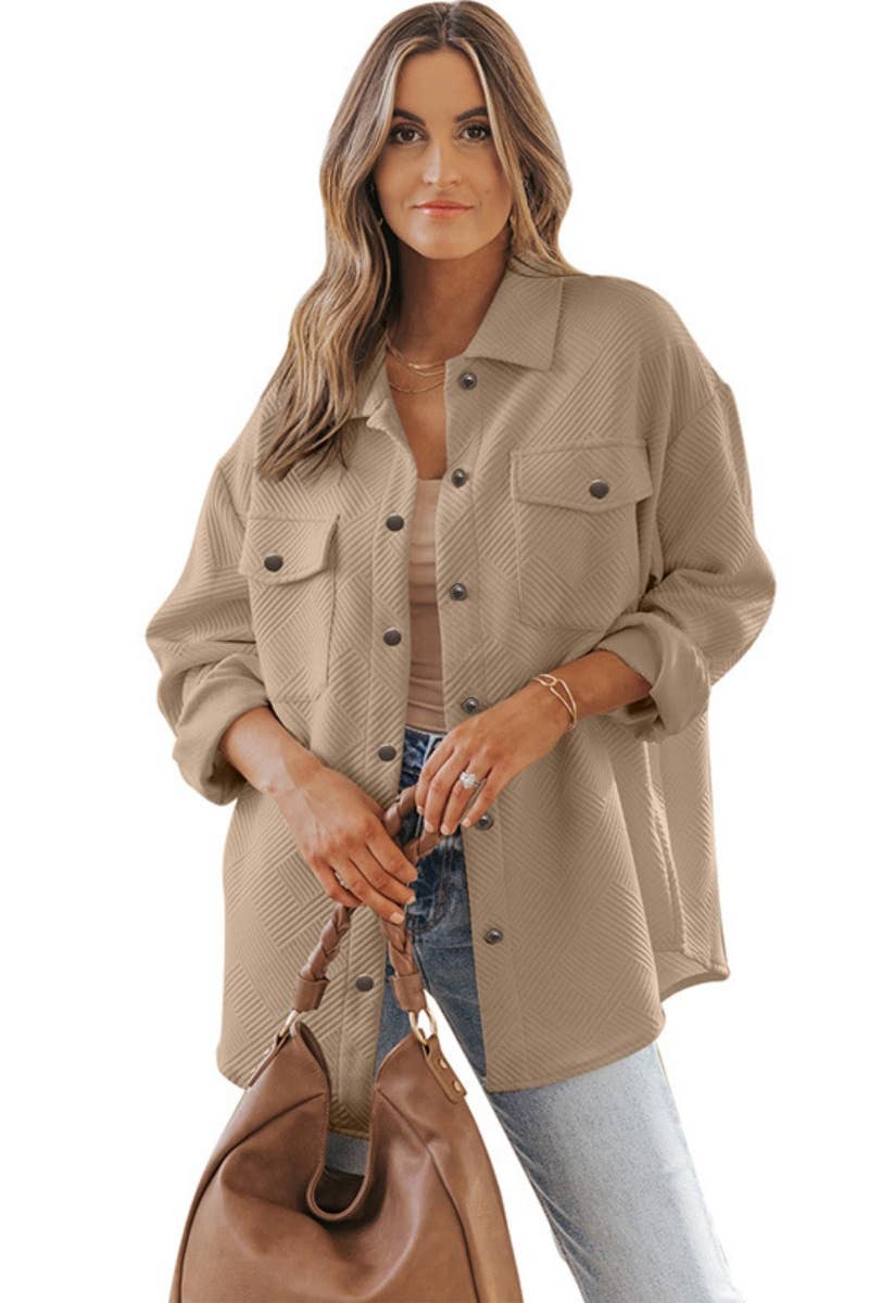 CWOCO1069_CASUAL LONG SLEEVE POCKET SINGLE BREASTED COAT