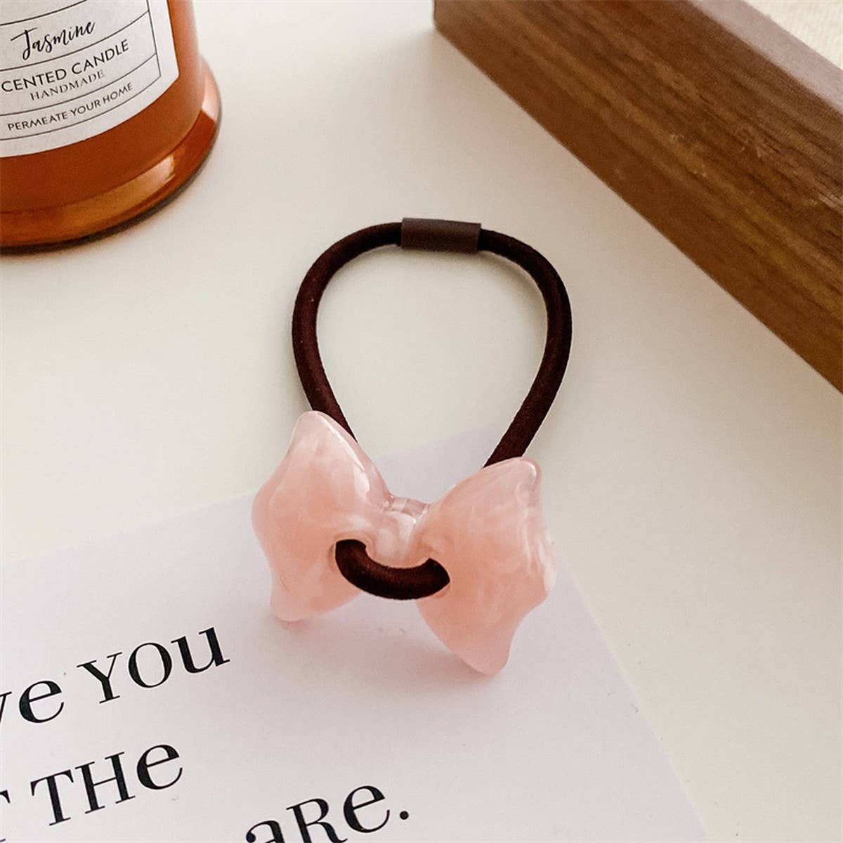 6PCS/SET ACRYLIC BEAR FLOWER BOW HAIR TIES_CWAHA0337