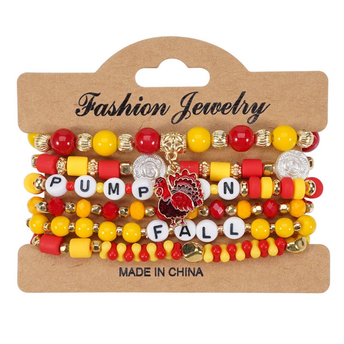 CWAJE05711_THANKSGIVING PUMPKIN TURKEY MAPLE LEAF BRACELET