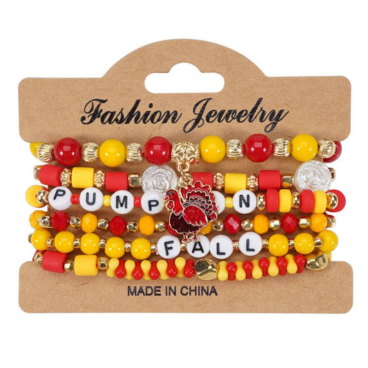 CWAJE05711_THANKSGIVING PUMPKIN TURKEY MAPLE LEAF BRACELET