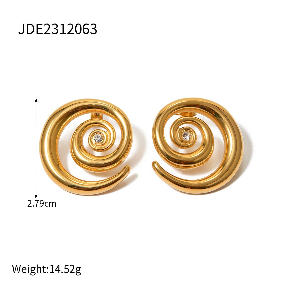 SIMPLE AND STYLISH 18K GOLD SPIRAL EARRINGS