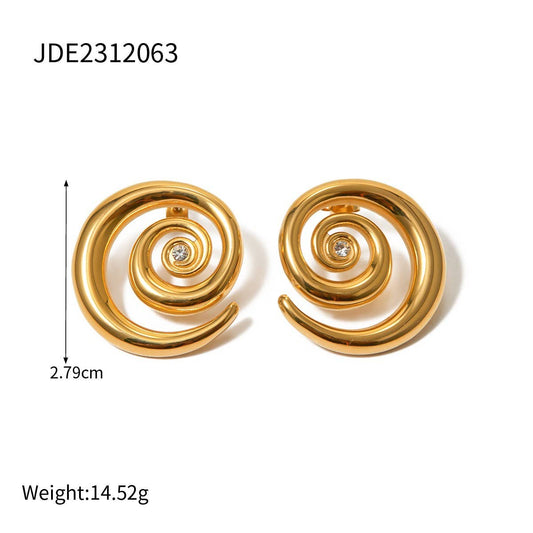 SIMPLE AND STYLISH 18K GOLD SPIRAL EARRINGS