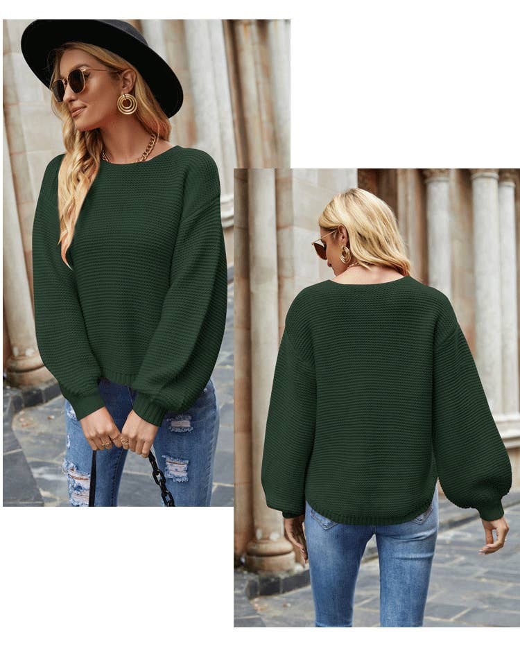 Slouchy crew neck pullover scarf sweater