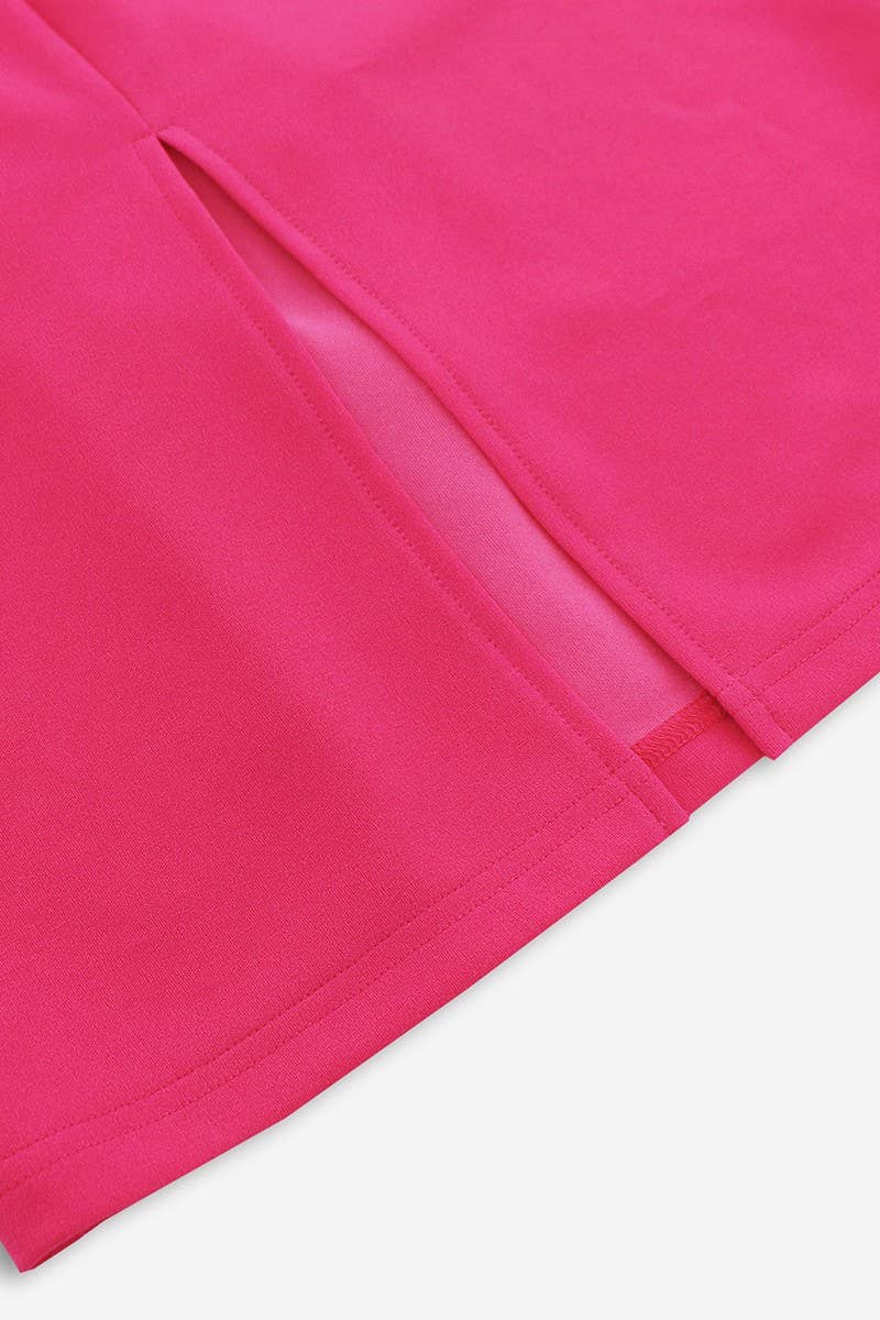 CWDMD2204_V-NECK RUFFLED TRIM TEMPERAMENT DRESS