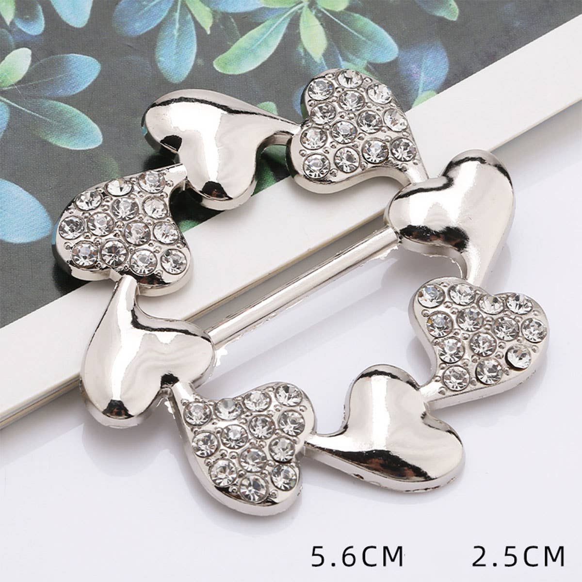 FLOWER RING HEART DIAMOND METAL SCARF RING