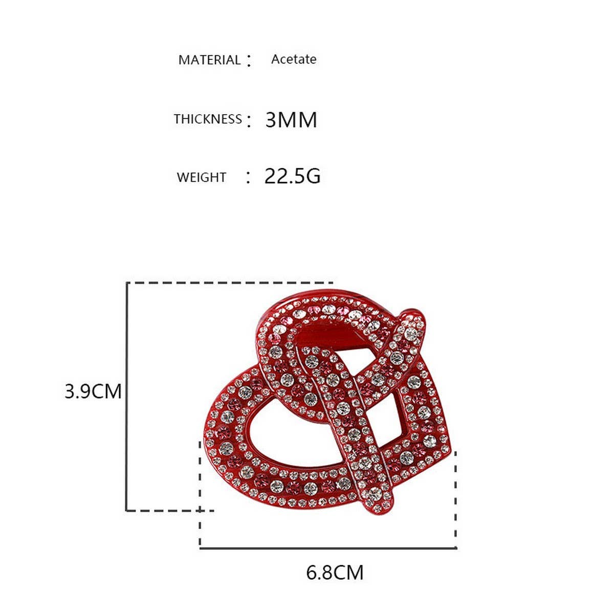 3MM ACETATE RHINESTONE HEART-SHAPED HAIRPIN_CWAHA4262