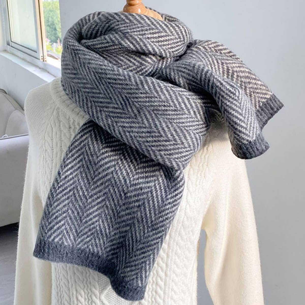 Plaid Faux Cashmere Scarf - Stylish Winter Neck_CWASC1247