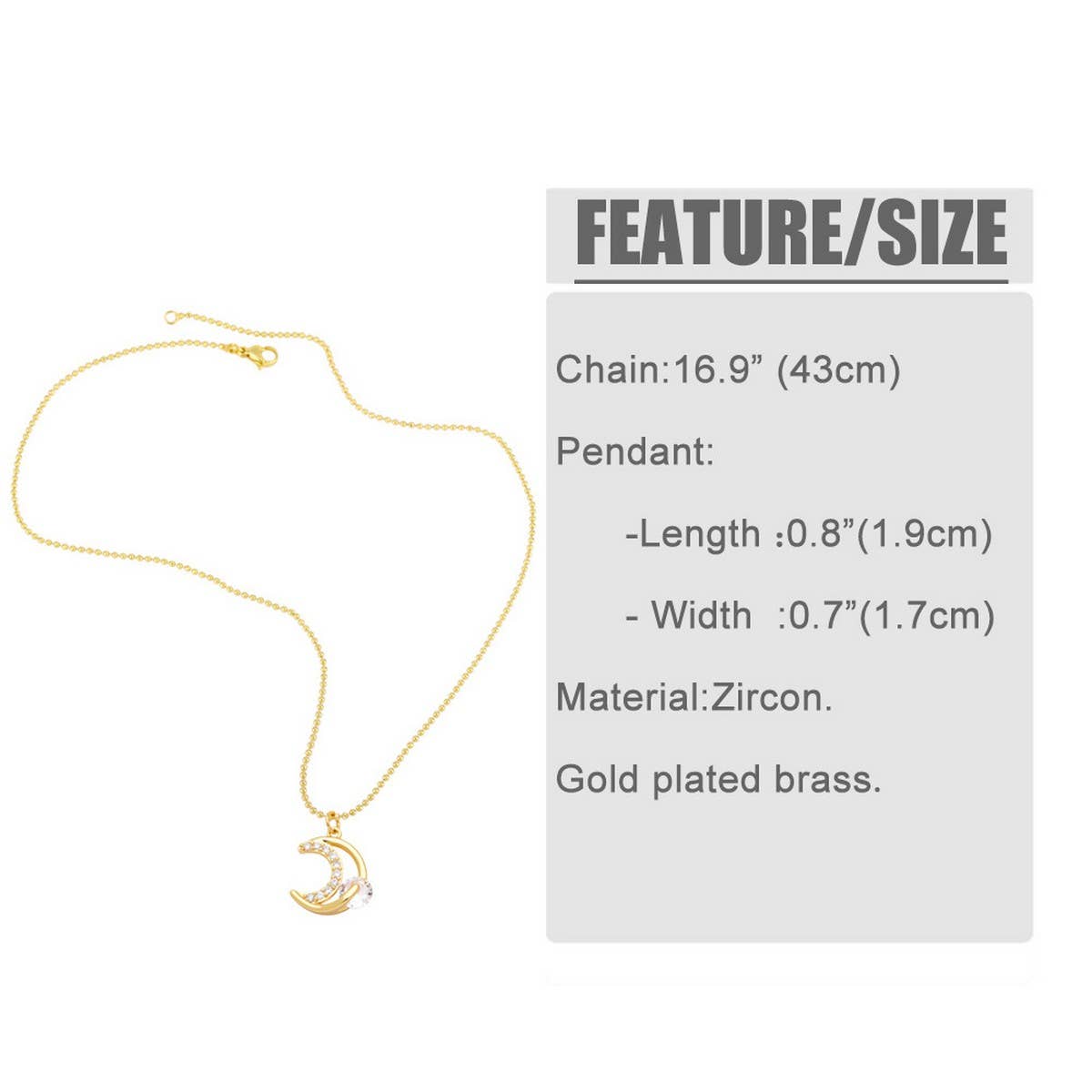 MOON STAR HEART PENDANT NECKLACE