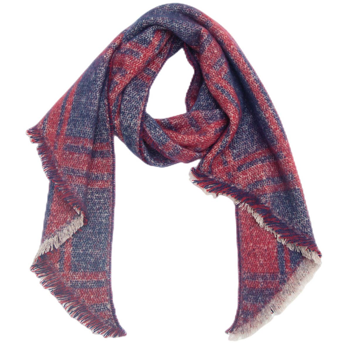 Jacquard Grid Angled Scarf ? Winter Loop Yarn Wrap