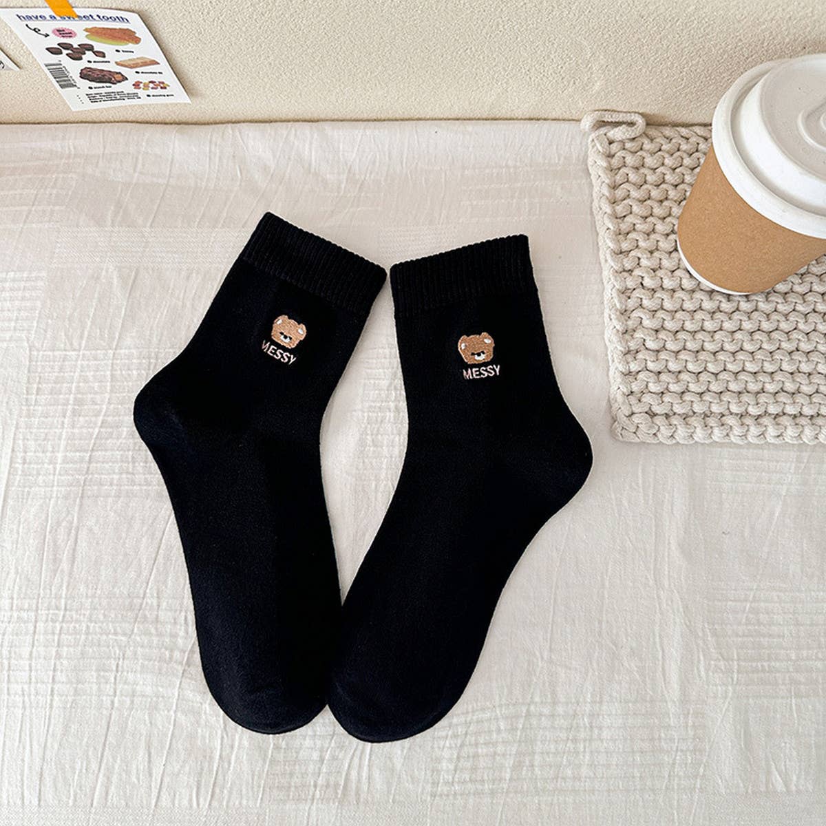 CARTOON MAILLARD LETTER STRIPED SOCKS_CWMS0959