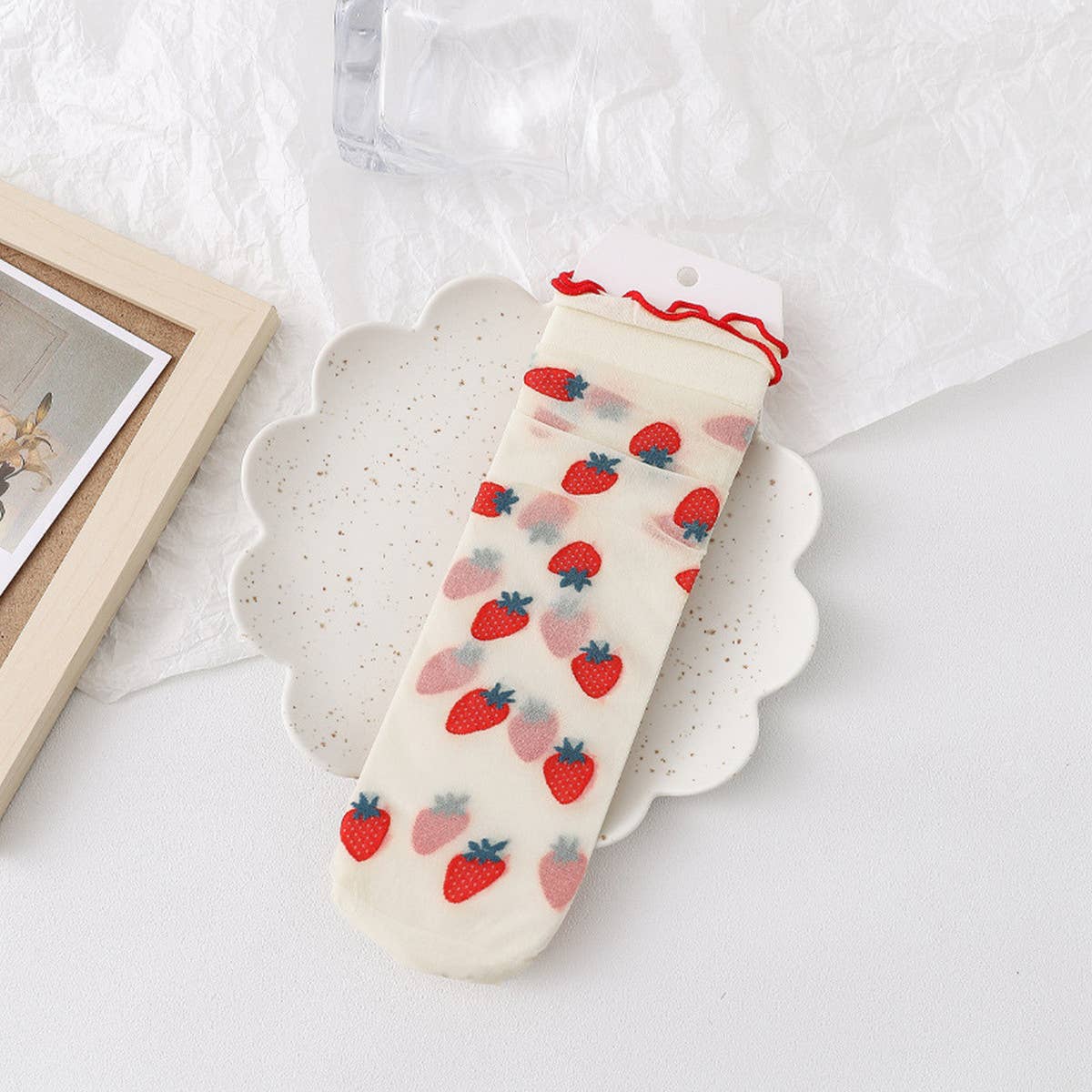 WOMEN THIN FRUIT PRINT ICE SOCKS