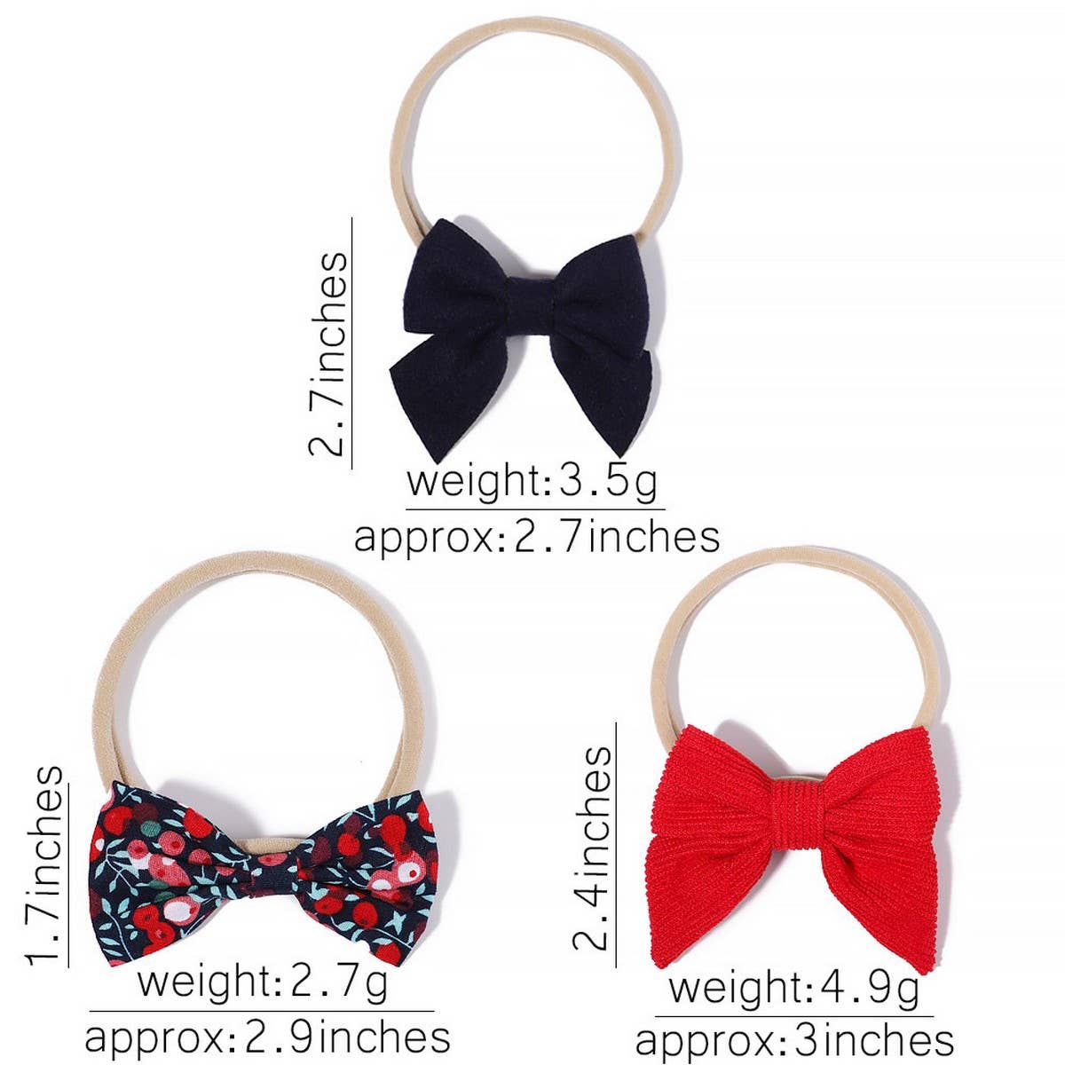 Corduroy Bow Baby Headband Set for Girls