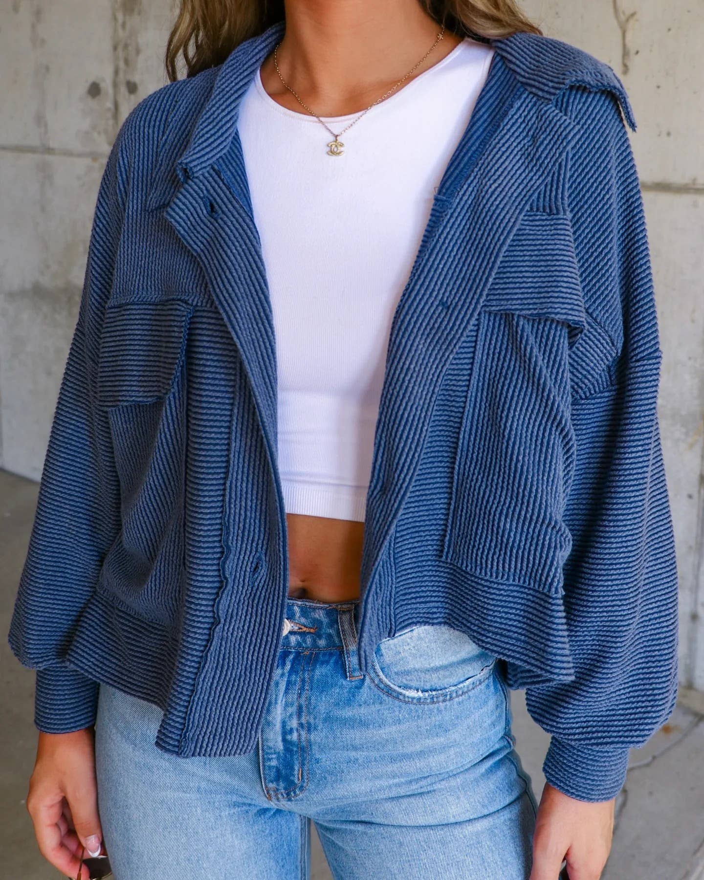 Striped single-breasted long-sleeved jacket