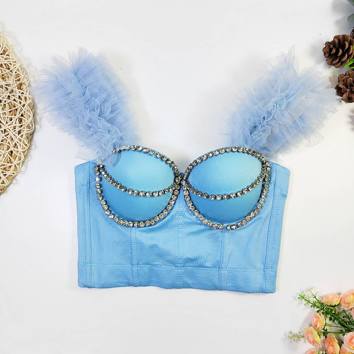 SWEET RUFFLE FITTED HERRINGBONE CORSET