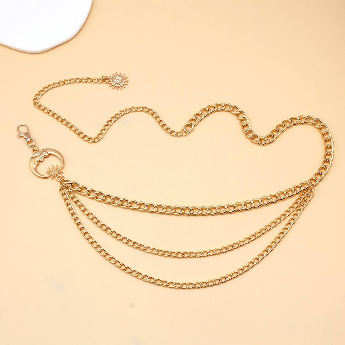 HIP HOP PUNK STYLE MOON MULTI LAYER BODY CHAIN