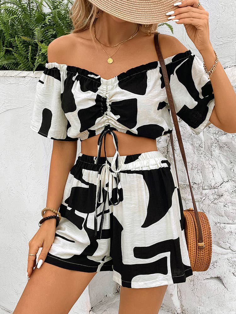 SHORT STRAPLESS SHORTS SET TWO-PIECE