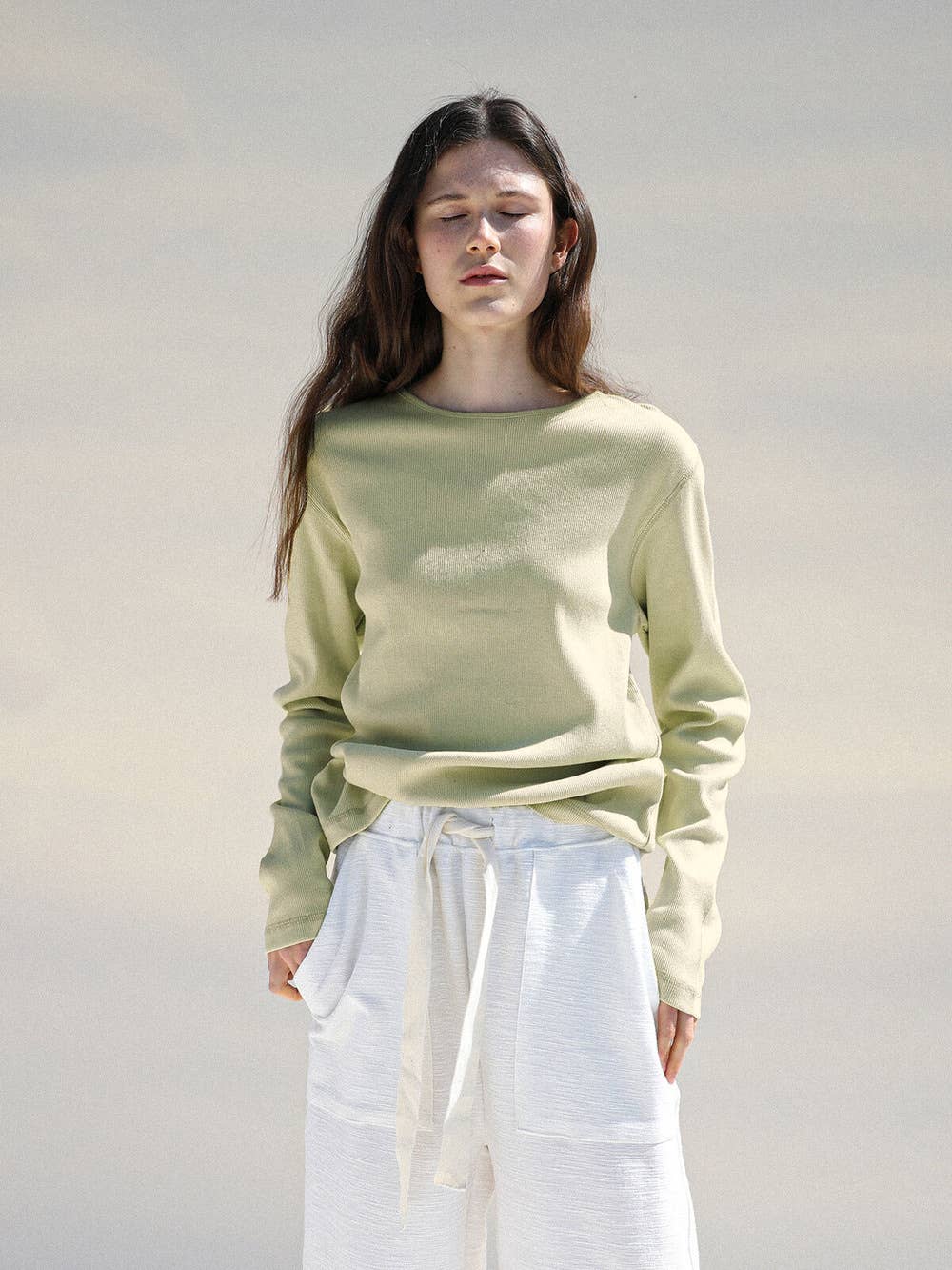 Threaded texture pure color T-shirt