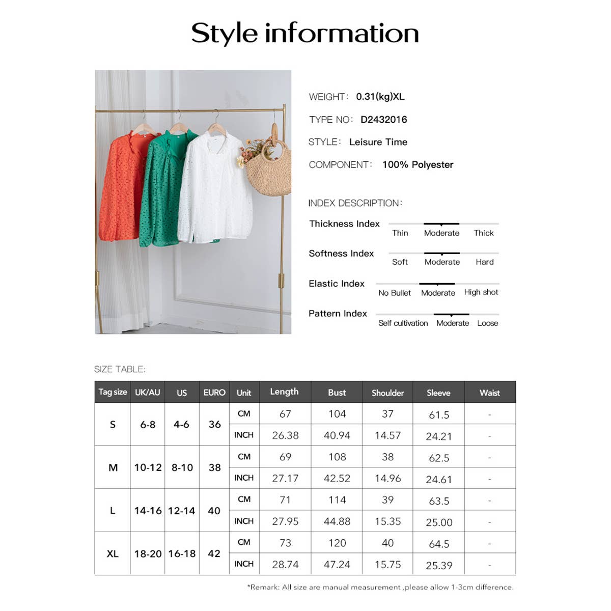 Temperament hollow embroidery long sleeve top