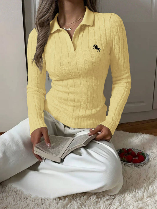 Simple long-sleeved shirt collar knitted sweater