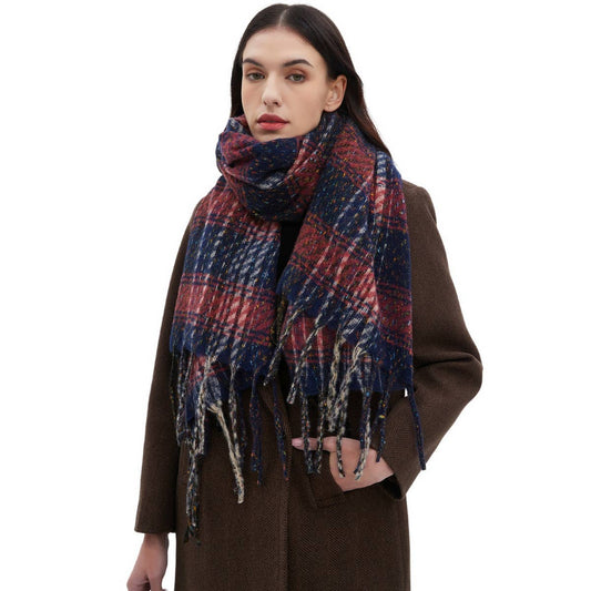 Mixed Plaid Fringe Scarf ? Unisex Winter Shawl