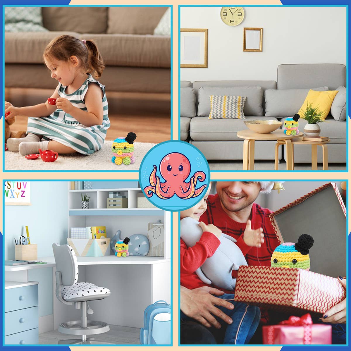 HANDMADE DIY OCTOPUS CROCHET MATERIAL KIT