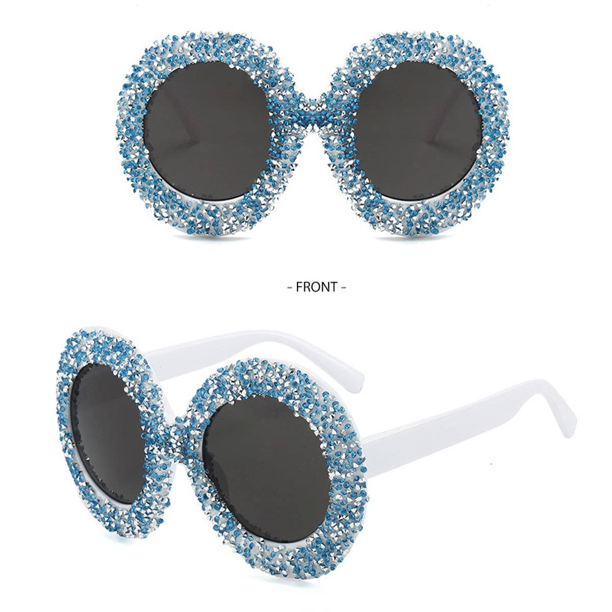 LARGE FRAME OVAL RHINESTONE SUNGLASSES