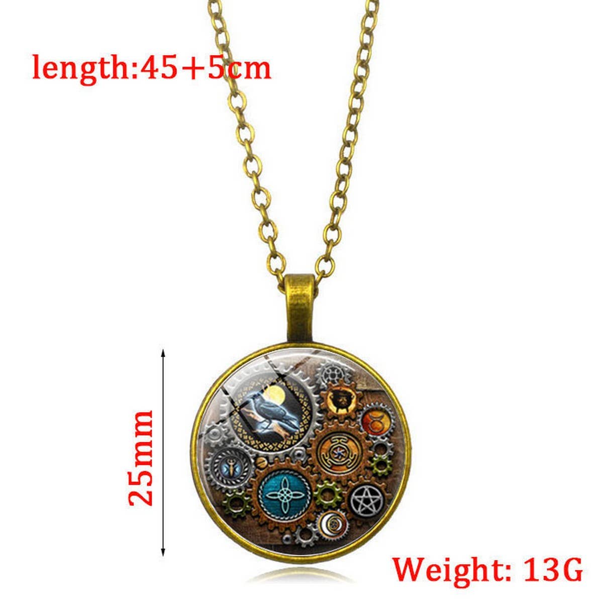STEAMPUNK MECHANICAL TIME GEM NECKLACE JEWELRY_CWAJE0699