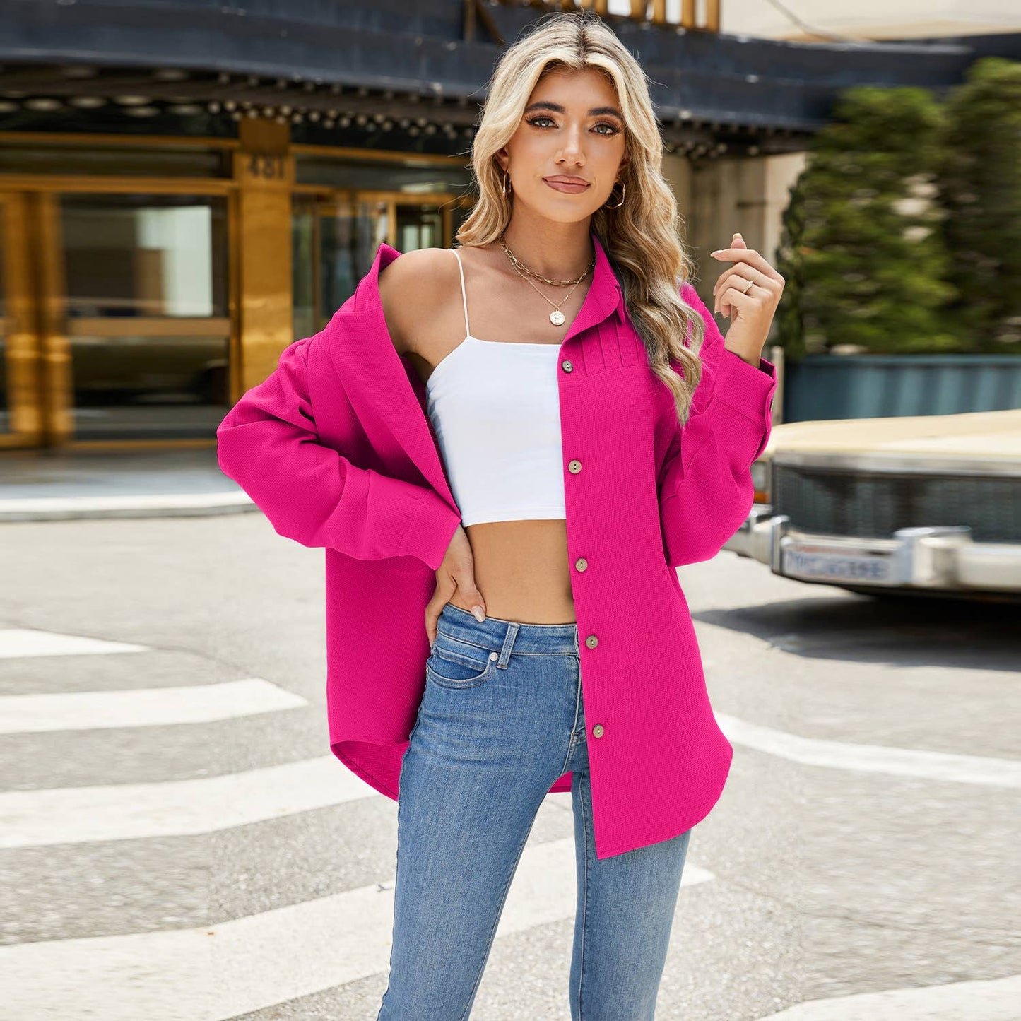 SINGLE BREASTED LOOSE LONG-SLEEVED SHIRT