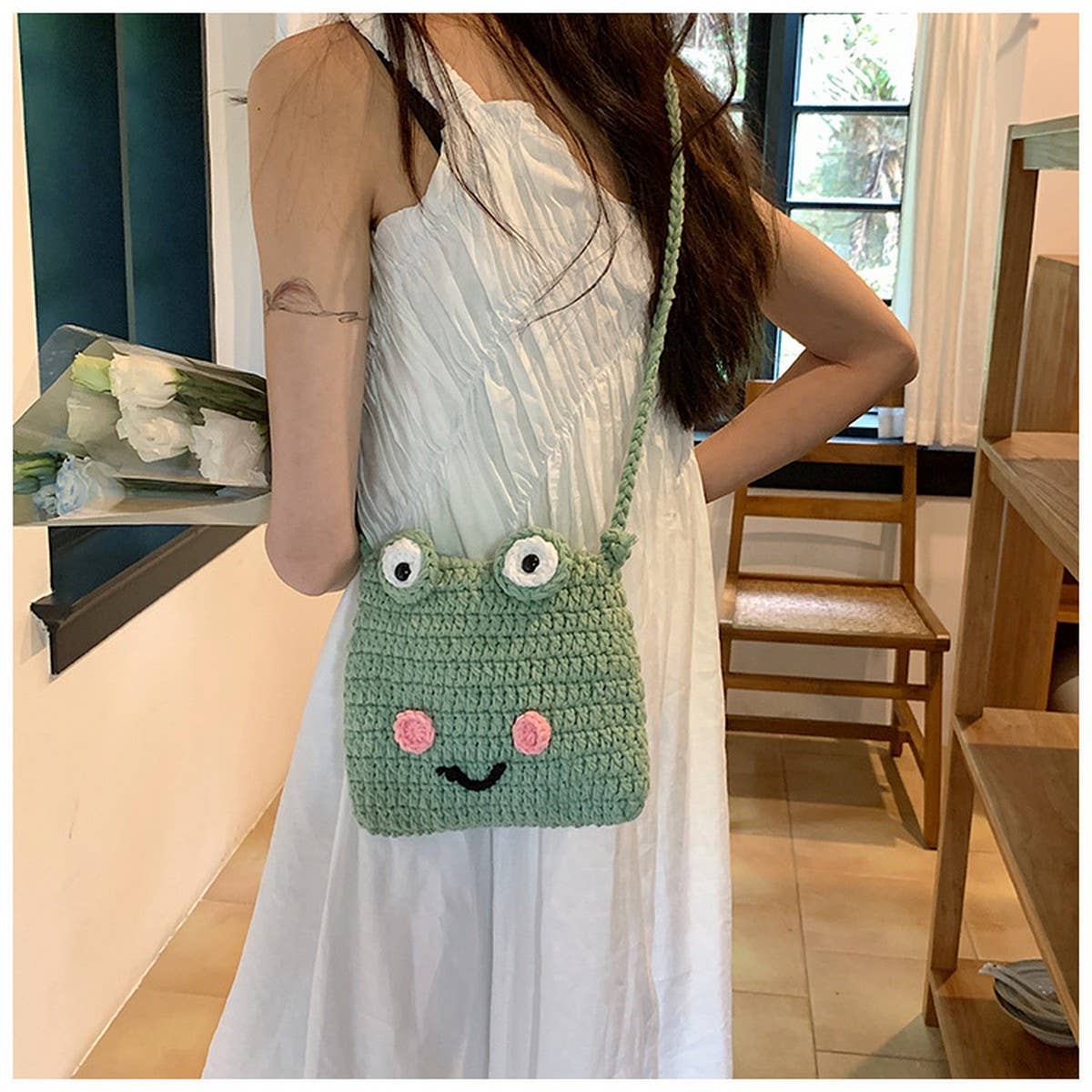 CUTE BIG-EYED CARTOON FROG CROCHET BAG_CWAB2413