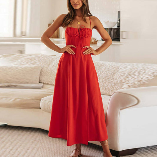 ELEGANT SLIM DRESS WITH HALTER SLIT