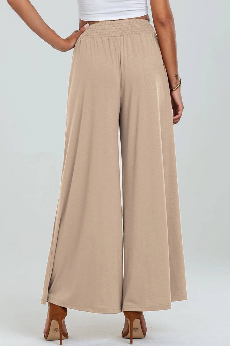 CWBLP1862_SOLID COLOR ELASTIC WAIST LOOSE CASUAL TROUSERS