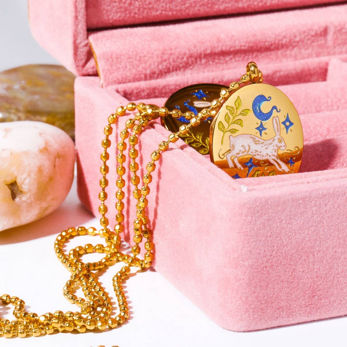 NEW HANDMADE RABBIT ELEMENT PAINTED NECKLACE