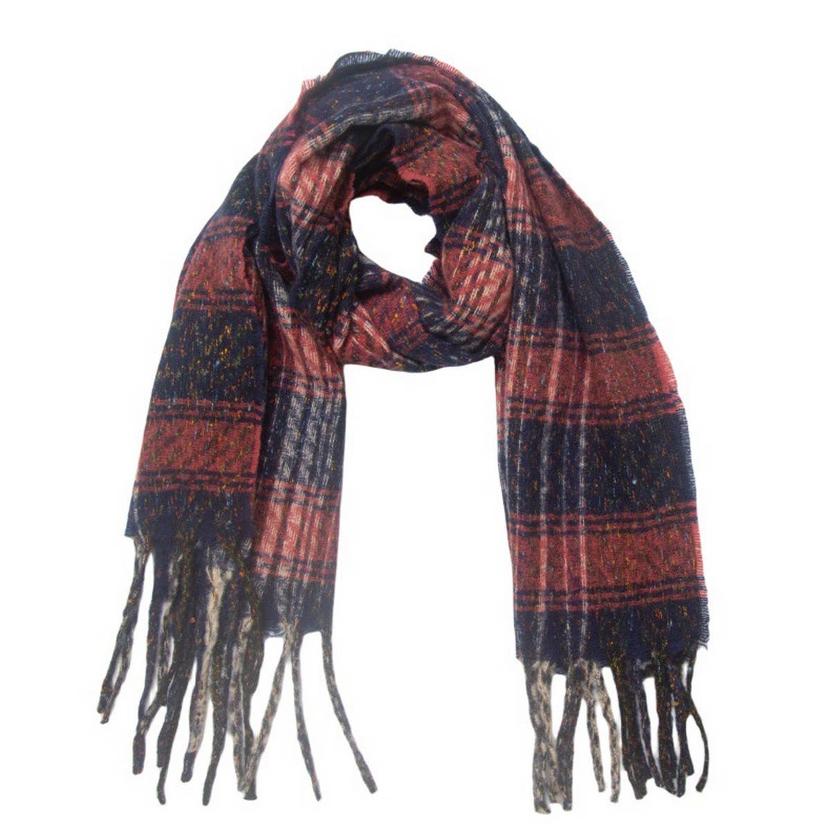 Mixed Plaid Fringe Scarf ? Unisex Winter Shawl