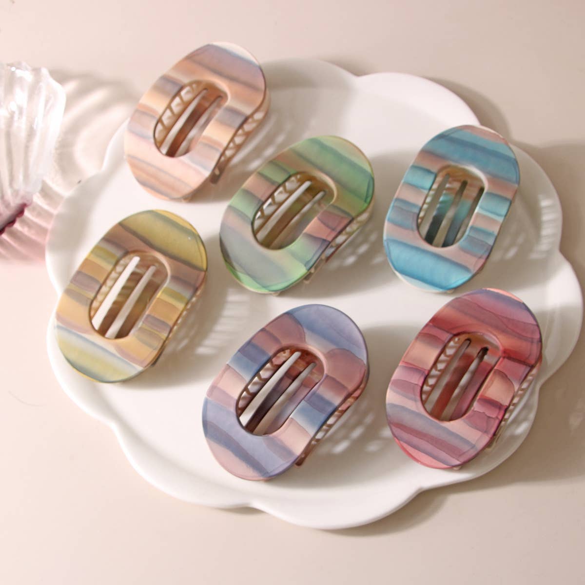 Phantom Color PC matte flat oval hair clip