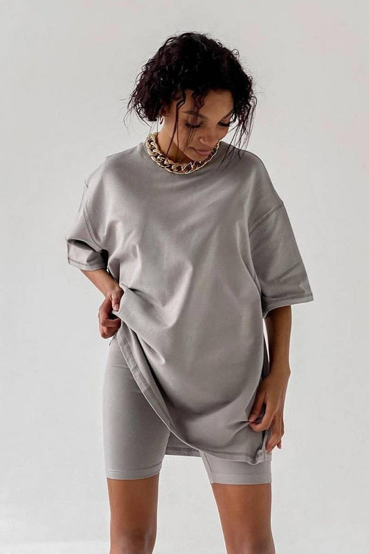 Cwtts1277_Round Neck Back Abstract Print Short Sleeve Top