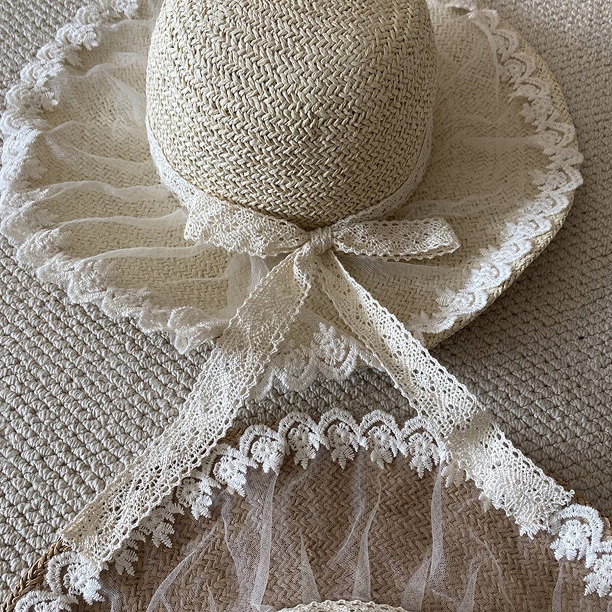 Summer hand-woven lace straw hat for women_CWAH3508