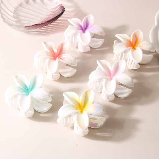 Plumeria Hair Claw - Colorful Tropical Flower Clip_CWMM4999